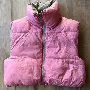Zara‎ cropped puffer vest pink size small